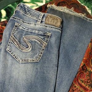 Silver denim jeans
